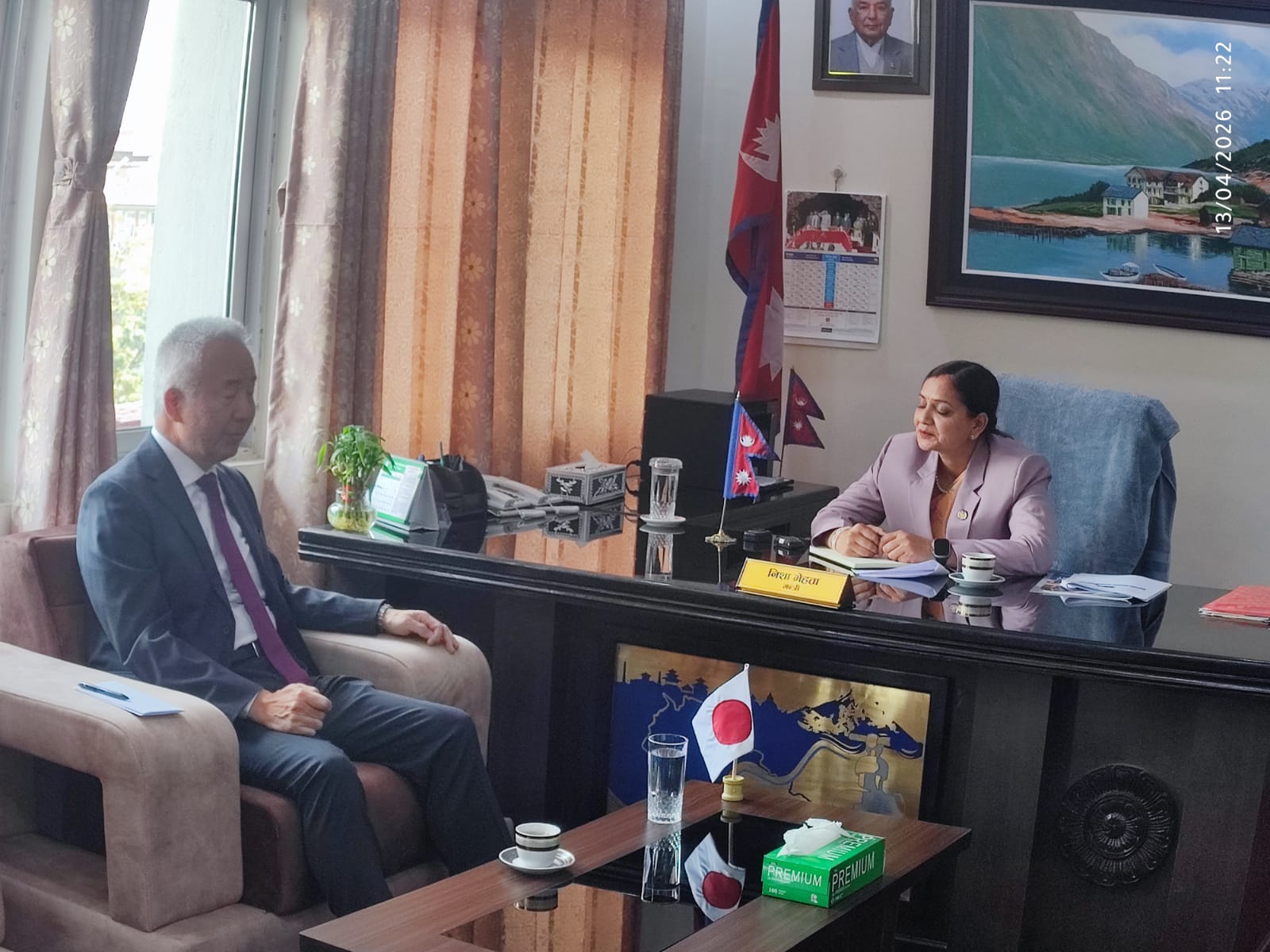 स्वास्थ्य मन्त्री मेहता र जापानी राजदूतबीच शिष्टाचार भेटवार्ता: स्वास्थ्य क्षेत्रको आधुनिकीकरणमा सहकार्य गरिने